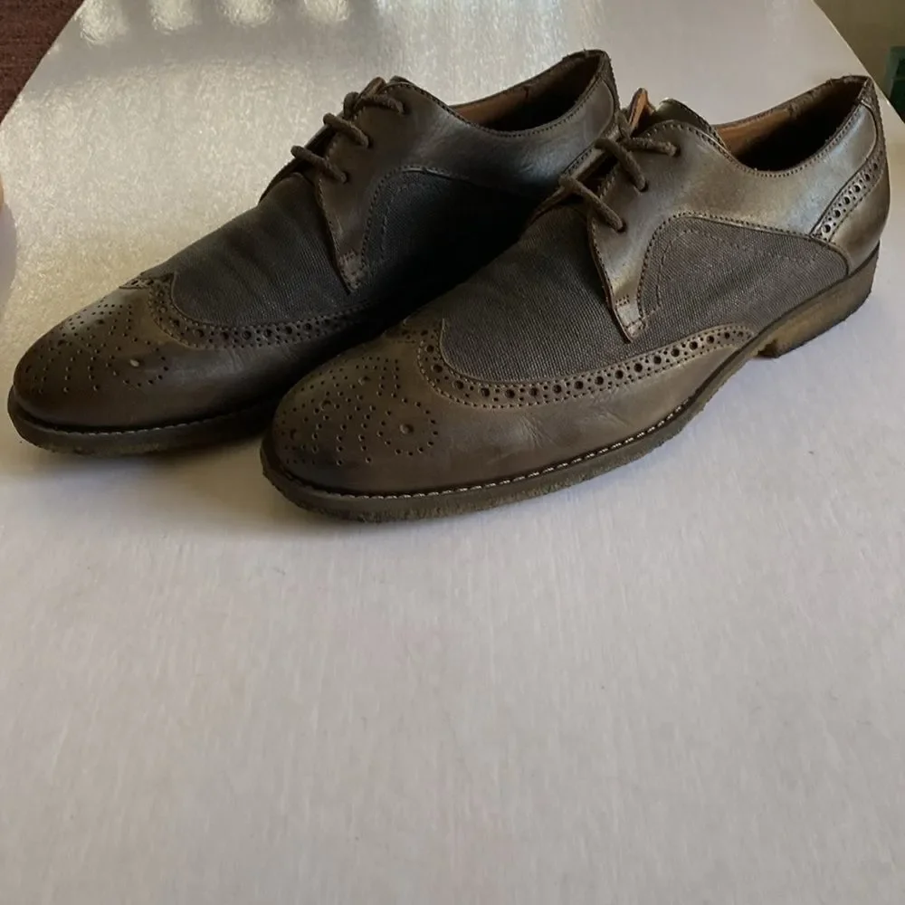 John Varvatos Men’s Brown Wing Tip Derby Shoes Size 9.5 M. Made in Brazil